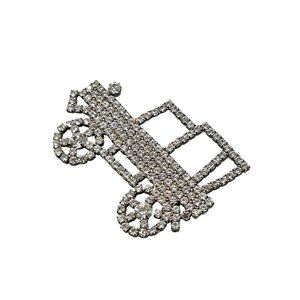 Rhinestones Car Pin Brooch Vintage Quality Pin with Clear Prong Set Stones